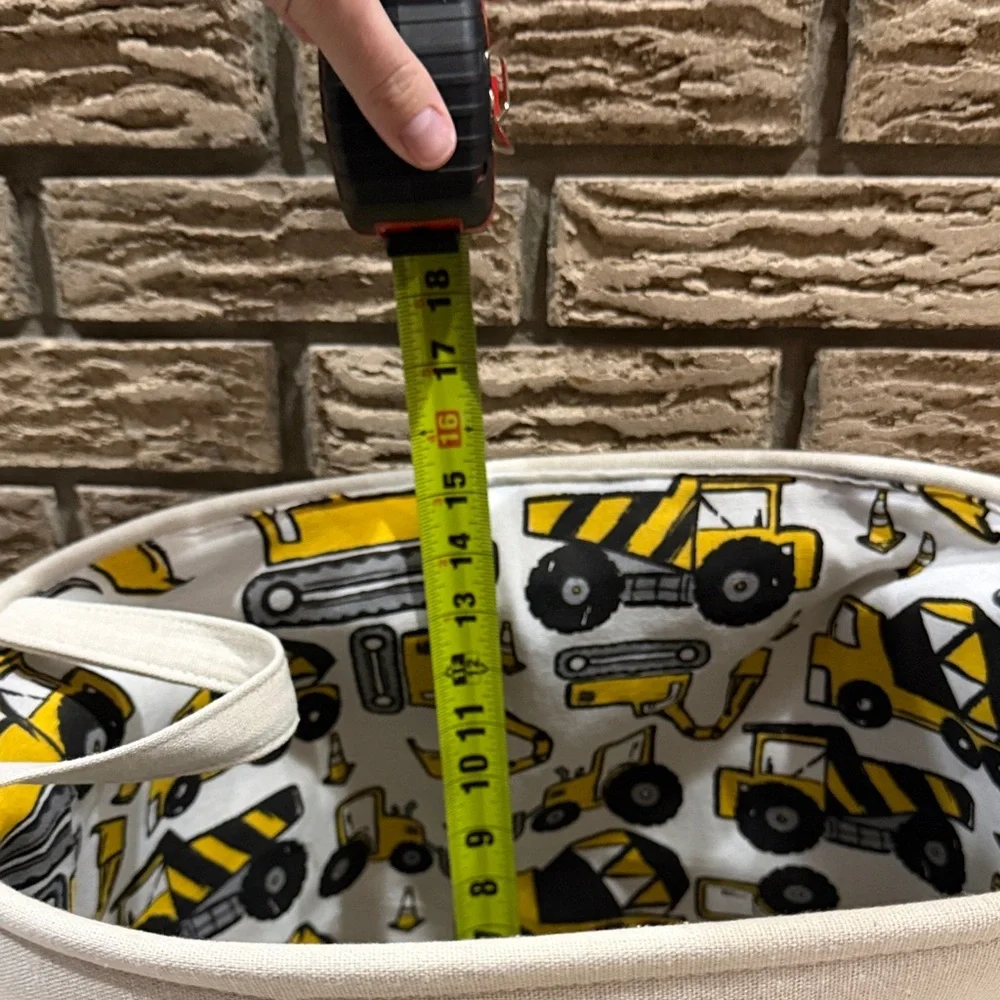 Kids Canvas Storage Bag with Yellow Dump Truck Design